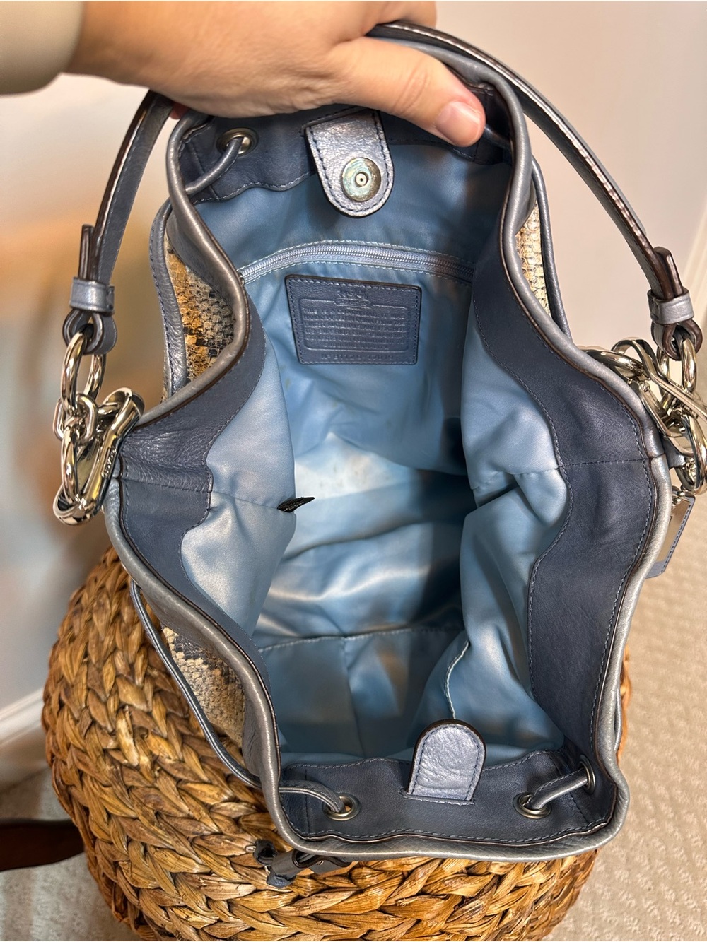 Coach Madison Marielle Python-Embossed Drawstring Shoulder Bucket Bag 17019 - Picture 11 of 14